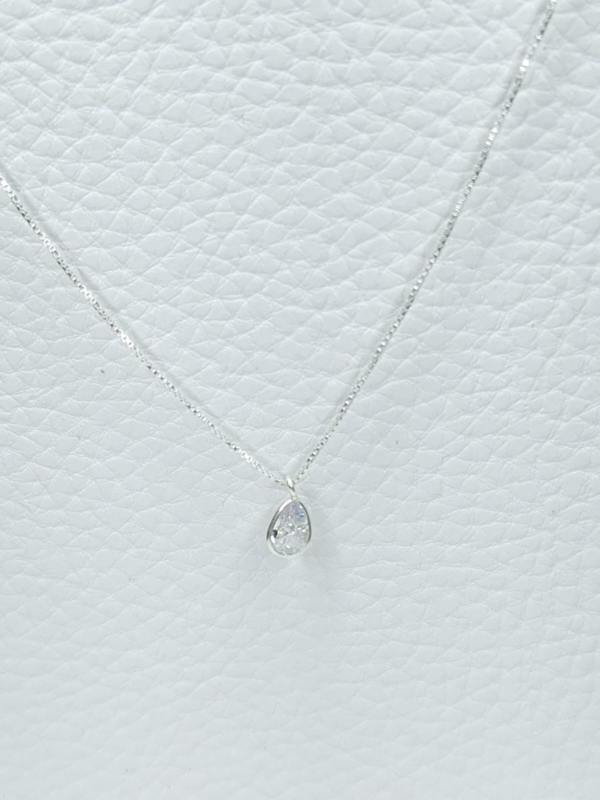 Colar Prata 925 ponto de luz gota zircônia transparente