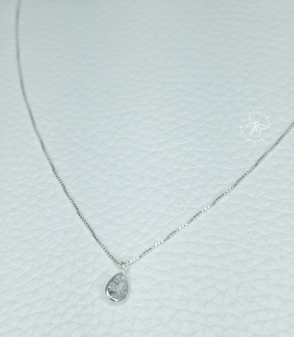 Colar Prata 925 ponto de luz gota zircônia transparente