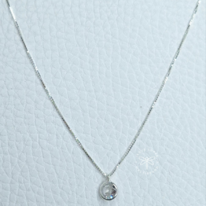 Colar Prata 925 ponto de luz zircônia redonda transparente embutida