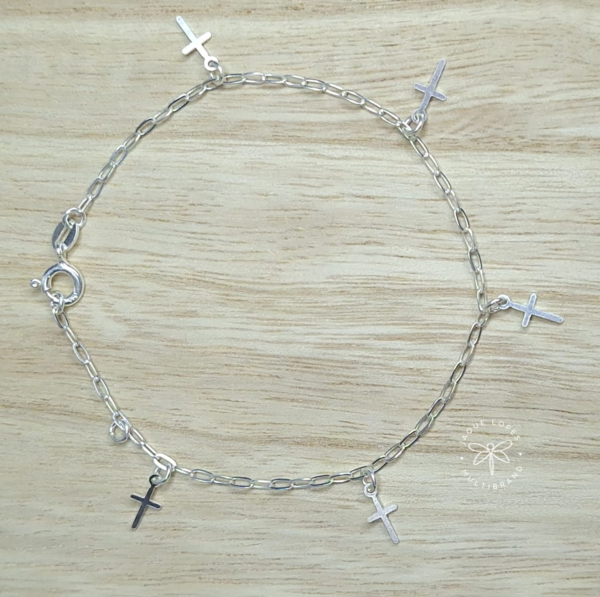 Pulseira Prata 925 pingentes Cruz