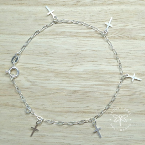 Pulseira Prata 925 pingentes Cruz