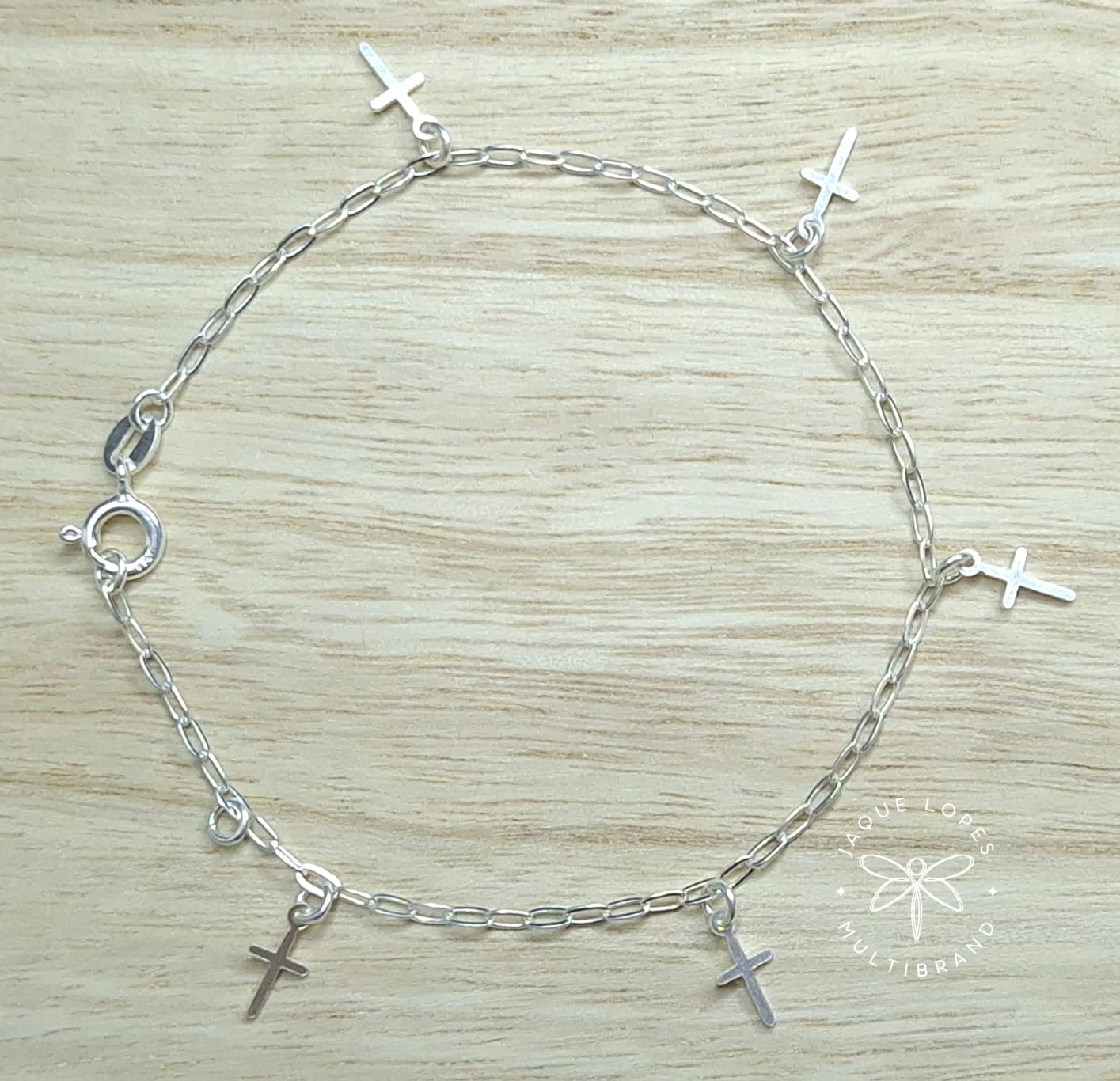Pulseira Prata 925 pingentes Cruz