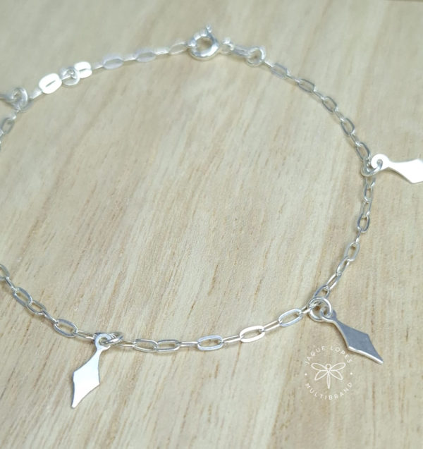 Pulseira Prata 925 pingentes losango