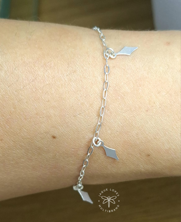 Pulseira Prata 925 pingentes losango