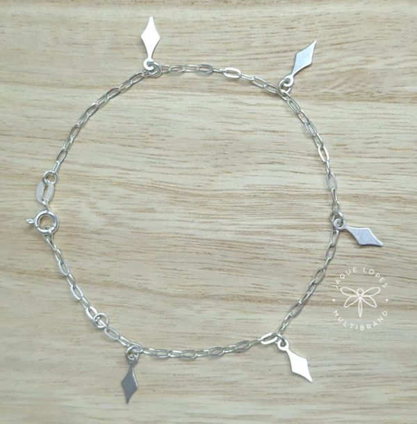 Pulseira Prata 925 pingentes losango