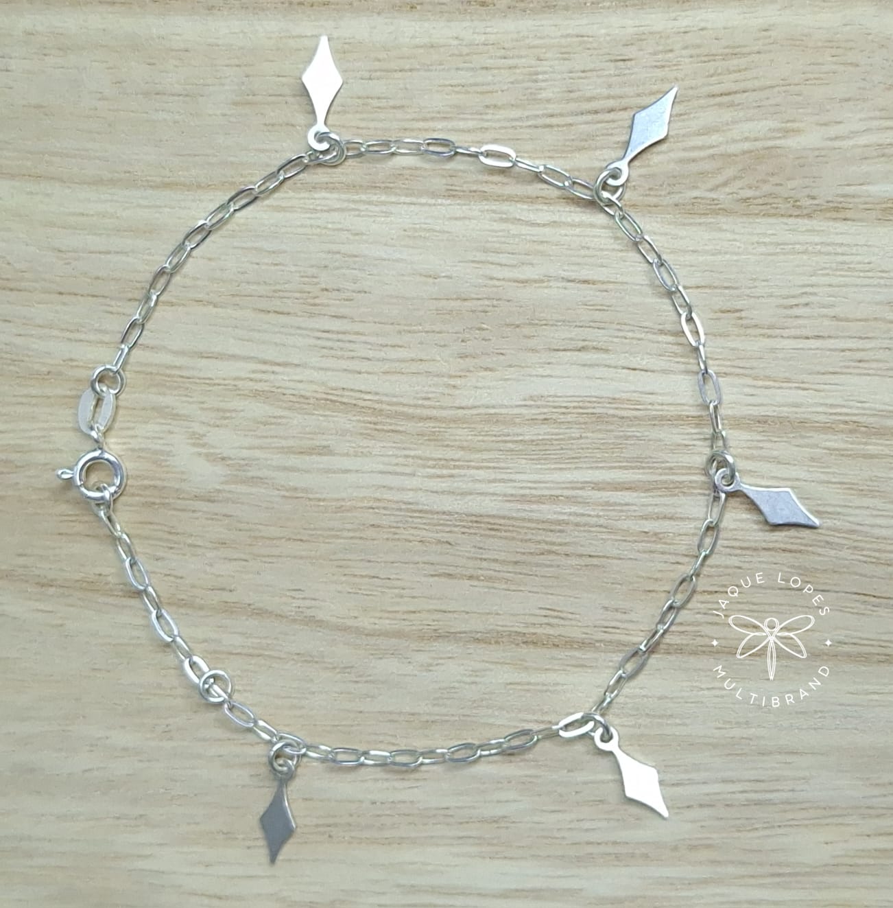 Pulseira Prata 925 pingentes losango