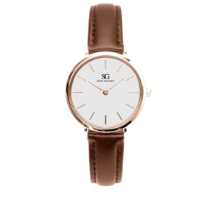 Relógio Feminino Marrom Pulseira de Couro Bronx Rosé Gold 32mm