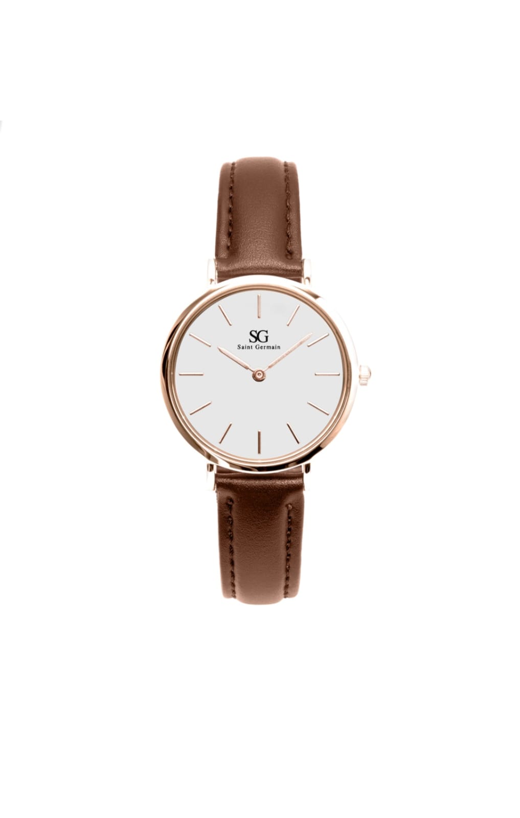 Relógio Feminino Marrom Pulseira de Couro Bronx Rosé Gold 32mm