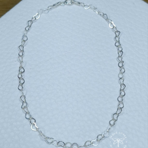 Tornozeleira Prata 925 elo coração 0,4mm 22cm