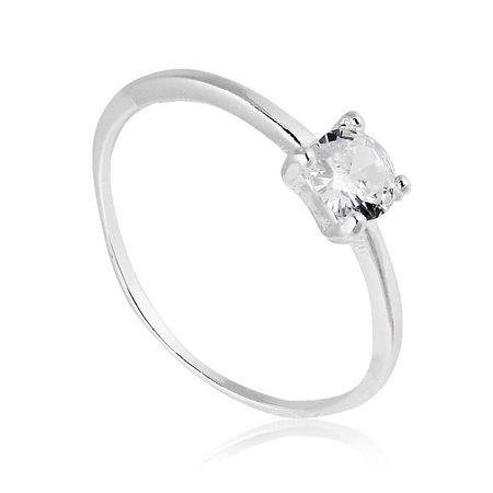Anel Solitário zirconia quadrada Prata 925
