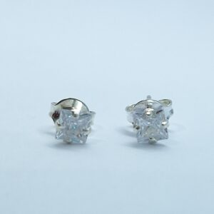 Brinco Carre Zirconia 4mm Prata 925