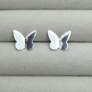 Brinco Borboleta Origami 1cm Prata 925