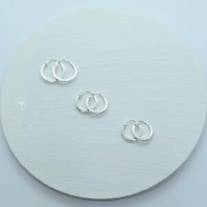 Trio mini argolas rebitadas 1,2/1,00/0,7mm fio quadrado Prata 925