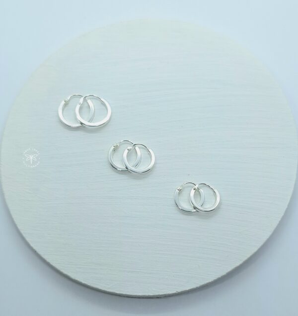 Trio mini argolas rebitadas 1,2/1,00/0,7mm fio quadrado Prata 925