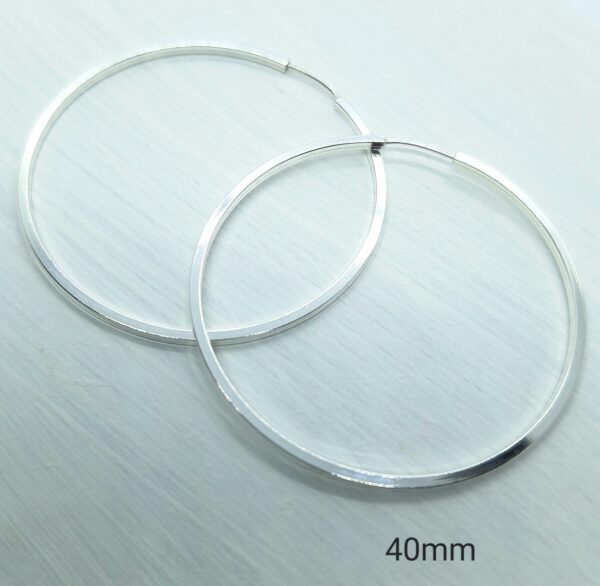 Brinco argola 40mm fio quadrado Prata 925