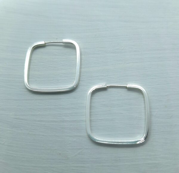 Brinco argola quadrada 21mm fio quadrado Prata 925