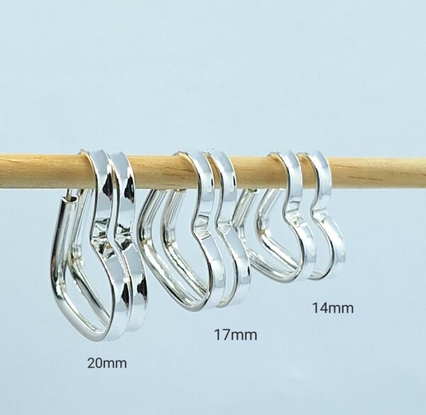 Trio argolas coração lisas 17/20/22mm fio meia cana Prata 925