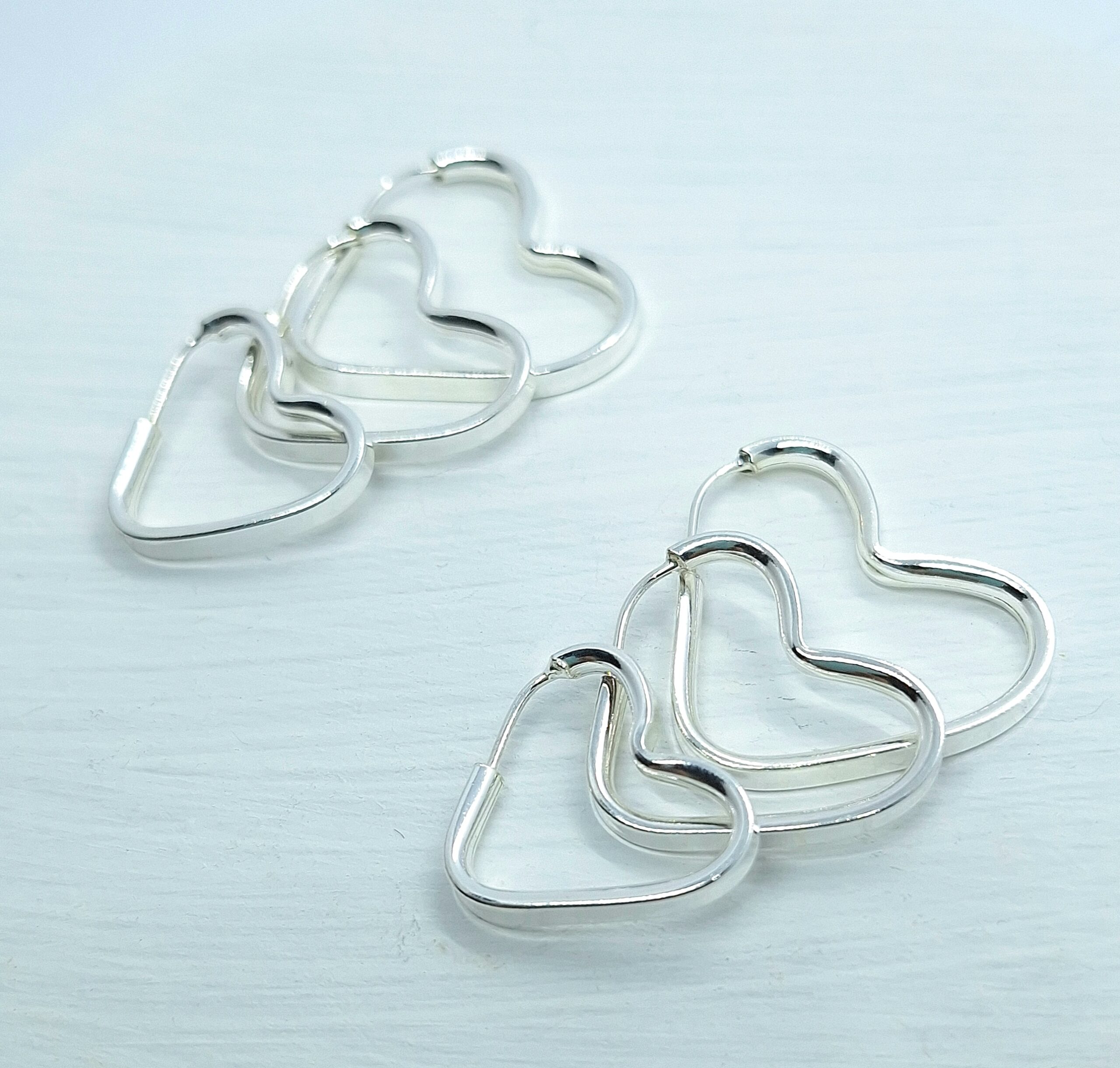 Trio argolas coração lisas 17/20/22mm fio meia cana Prata 925