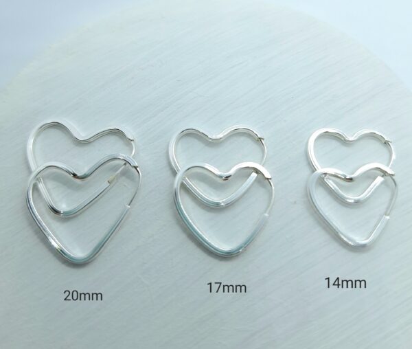 Trio argolas coração lisas 14/17/20mm fio quadrado Prata 925