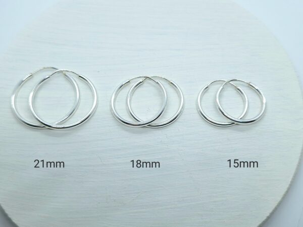 Trio mini argolas lisas 15/18/21mm fio redondo Prata 925