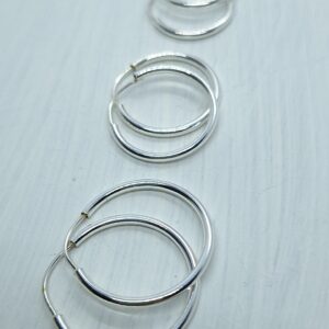 Trio mini argolas lisas 15/18/21mm fio redondo Prata 925