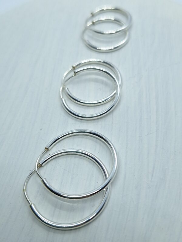 Trio mini argolas lisas 15/18/21mm fio redondo Prata 925