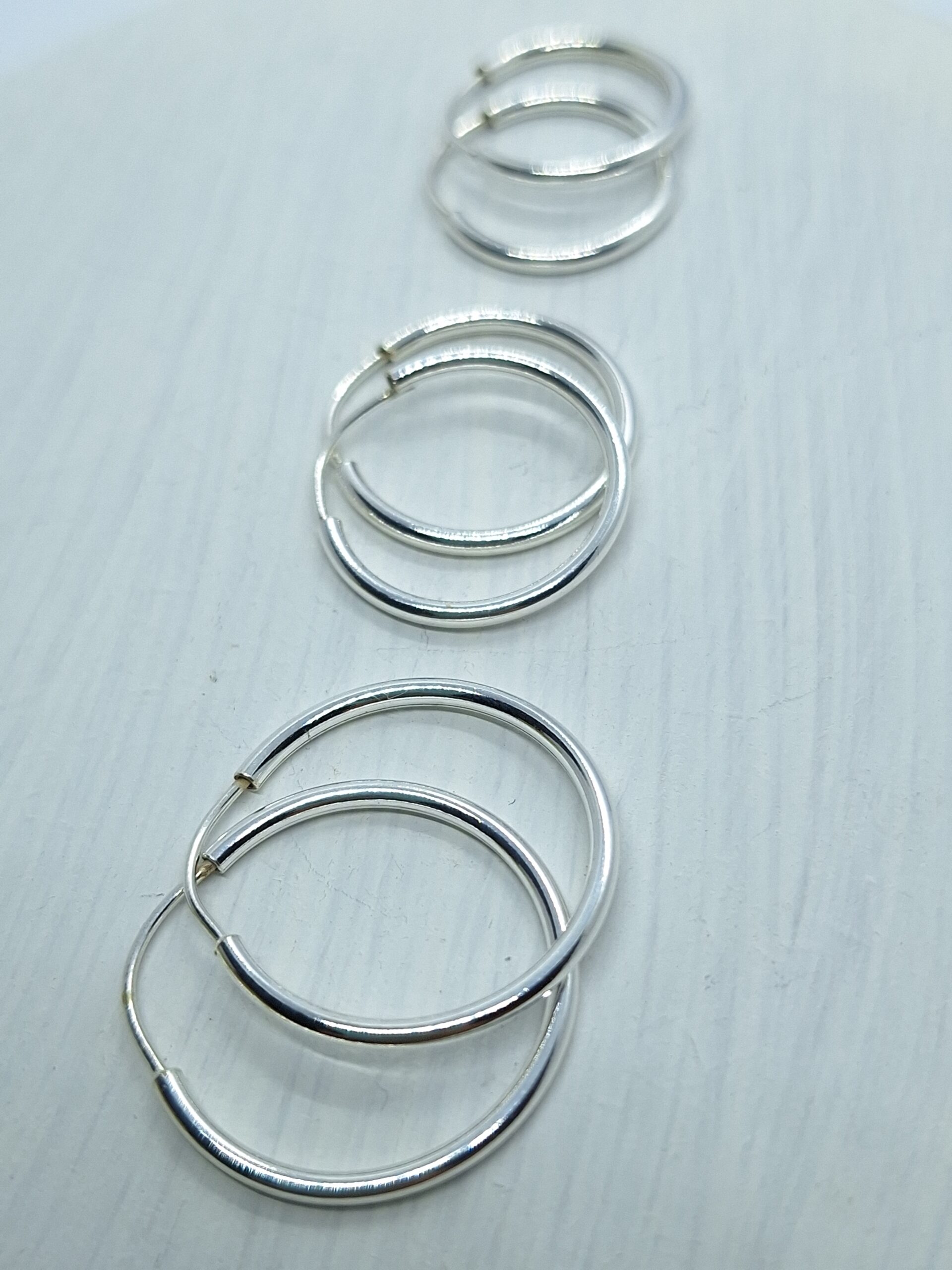 Trio mini argolas lisas 15/18/21mm fio redondo Prata 925