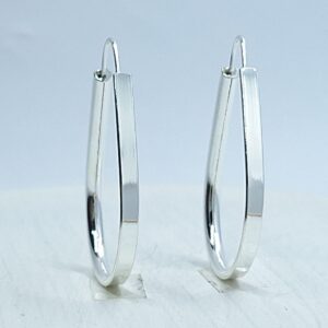 Brinco argola gota 30mm fio meia cana Prata 925