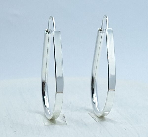 Brinco argola gota 30mm fio meia cana Prata 925