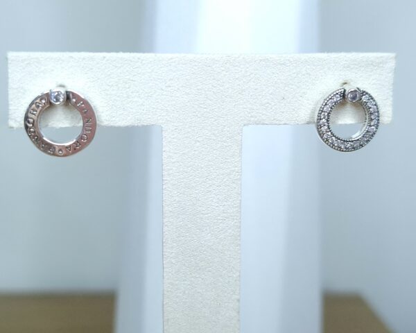 Brinco Dois Lados Signature Pavê Envelhecida Marcassita Prata 925 - Importado