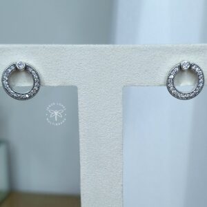 Brinco Dois Lados Signature Pavê Envelhecida Marcassita Prata 925 - Importado