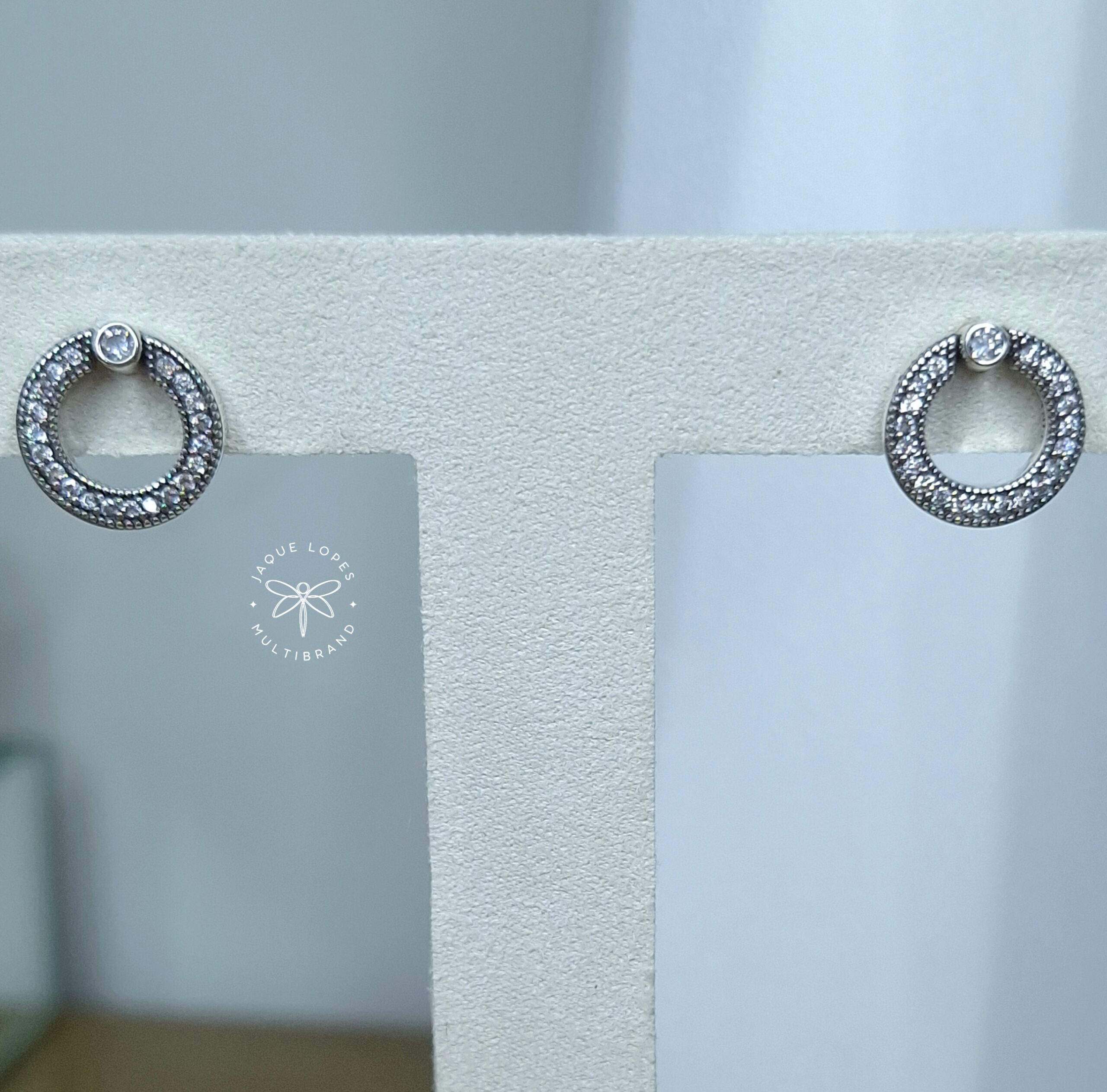 Brinco Dois Lados Signature Pavê Envelhecida Marcassita Prata 925 - Importado