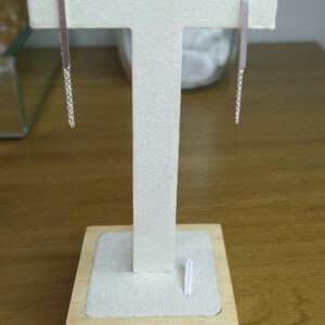 Brinco Palito tarraxa com corrente Prata 925
