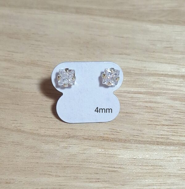 Brinco Carre Zirconia 4mm Prata 925