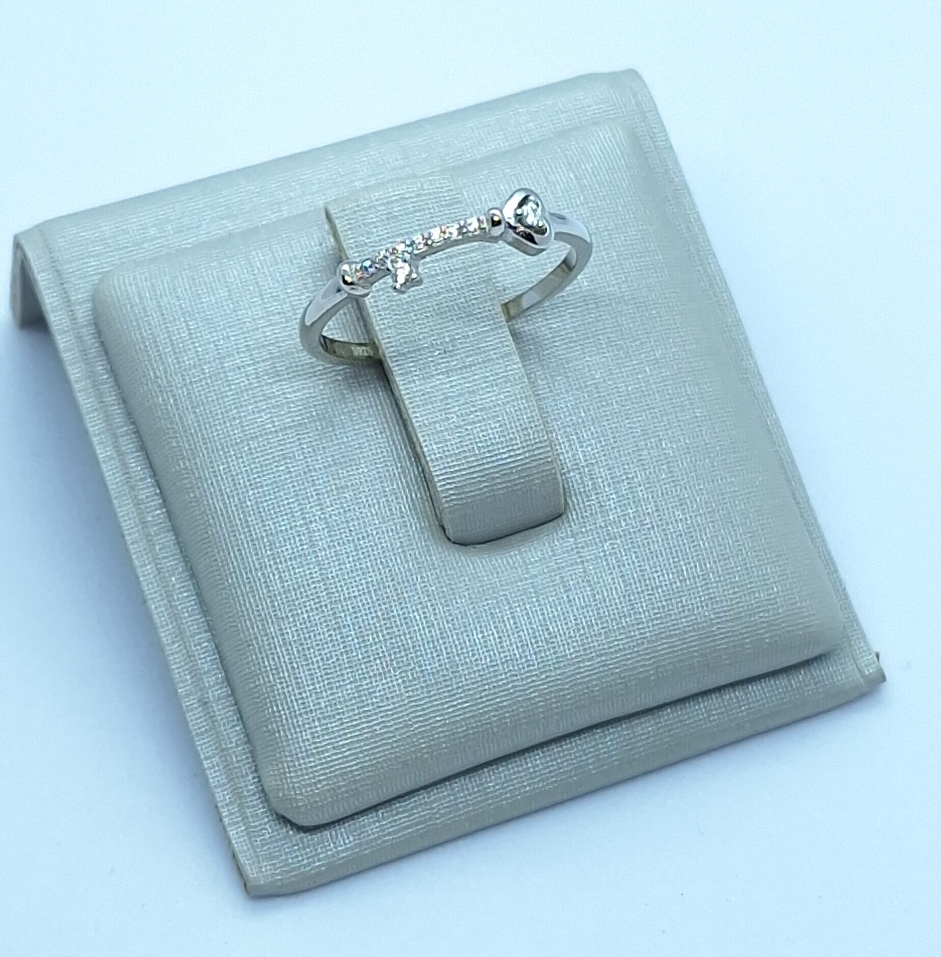 Anel chave tiffany cravejada envelhecido Prata 925 - Importado