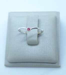 Anel Solitário zircônia pink 3mm Inspiração Prata 925