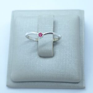 Anel Solitário zircônia pink 3mm Inspiração Prata 925
