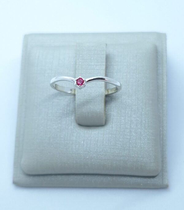 Anel Solitário zircônia pink 3mm Inspiração Prata 925