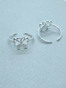 Anel Falange Borboleta Regulável Prata 925