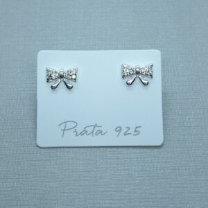 Brinco laço cravejado Prata 925