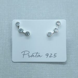 Brinco Ear Cuff 3 pontos luz cravejados Prata 925