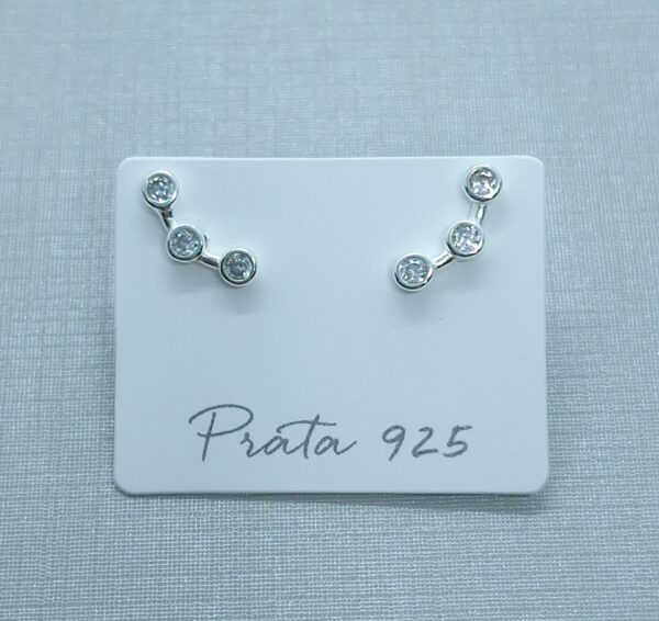 Brinco Ear Cuff 3 pontos luz cravejados Prata 925