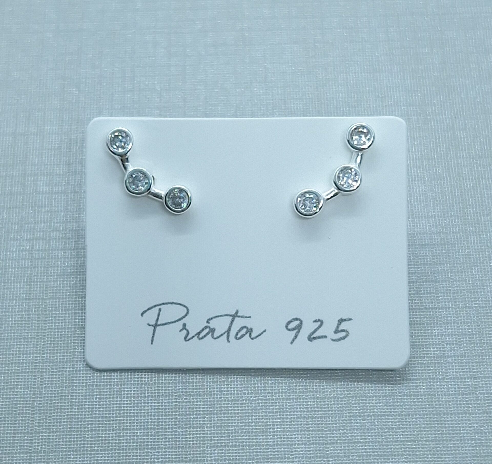 Brinco Ear Cuff 3 pontos luz cravejados Prata 925