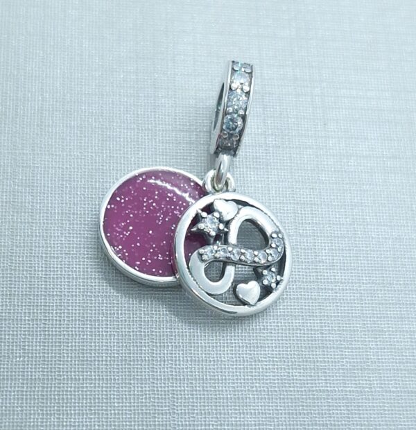 Berloque Duplo Infinity Heart and Stars Prata de Lei - Importado