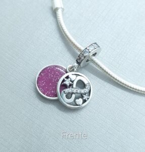 Berloque Duplo Infinity Heart and Stars Prata de Lei - Importado