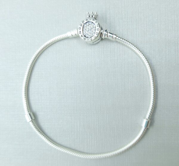 Pulseira Berloques Fecho O Coroado em Pavé Prata 925