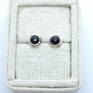 Brinco Pedra natural onix Prata 925