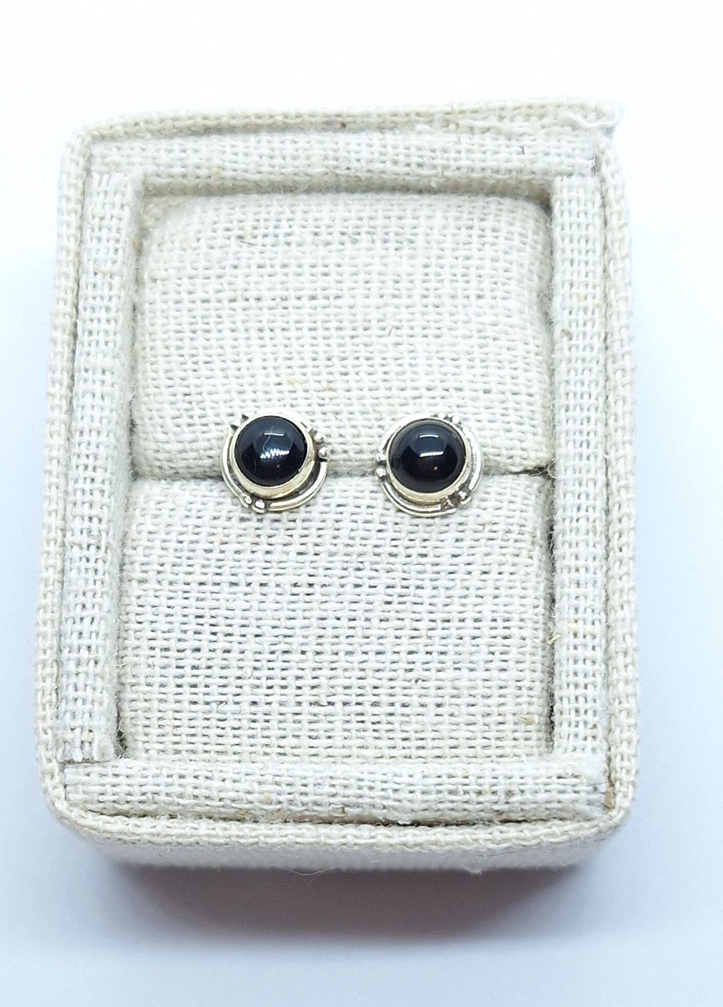 Brinco Pedra natural onix Prata 925