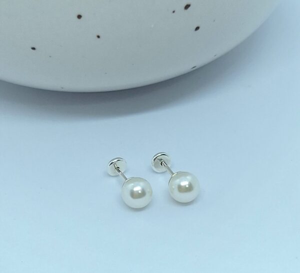 Brinco Pérola 6mm tarraxa baby Prata 925