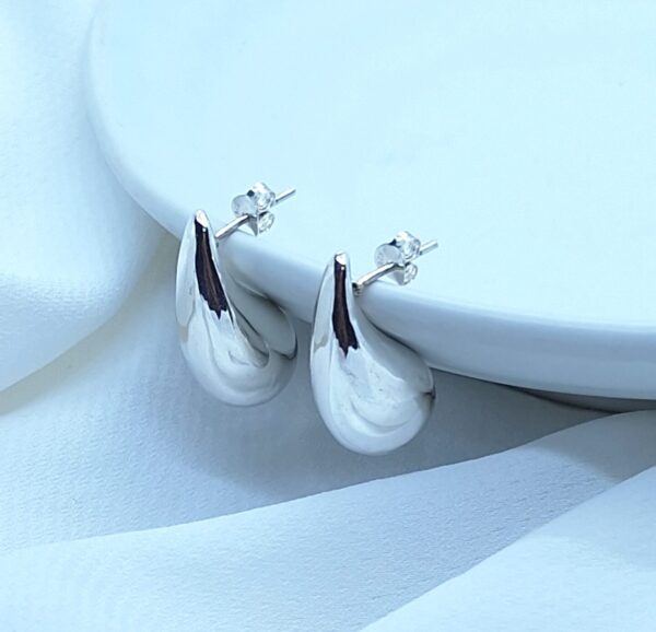 Brinco Gota 3D Eletroformação 28mm x 17mm G Prata 925 - Importado